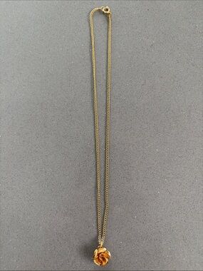 Gold tone Rose Pendant Necklace 1980s